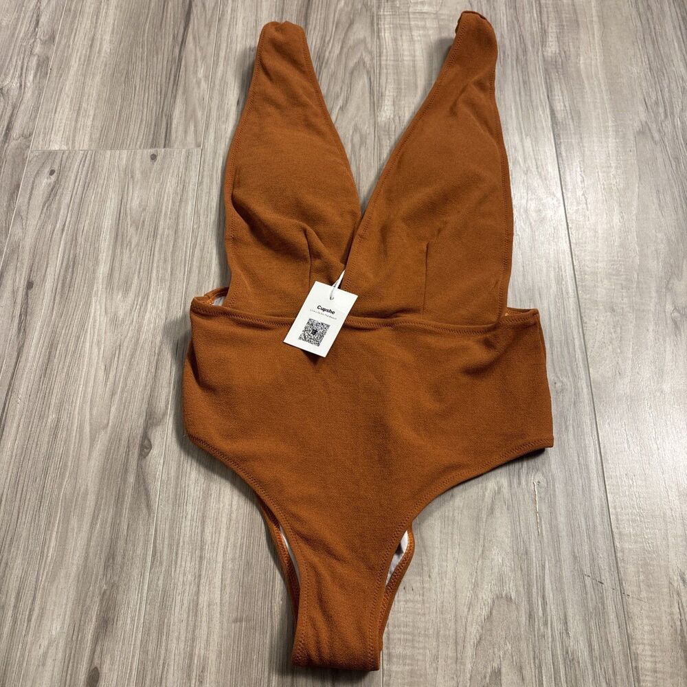 Orange Plunge One-Piece Swimsuit